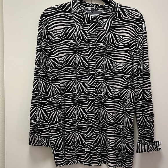 NWT Norma Kamala NK Zebra Print Collared Shirt Size S - Picture 2 of 10